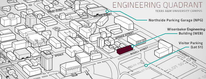 德克萨斯农工大学工程象限建筑位置示意图