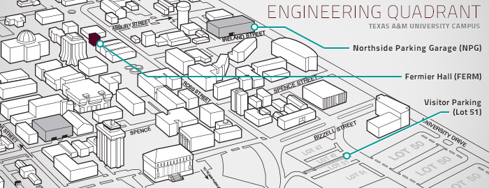 德州农工大学工程象限建筑位置示意图